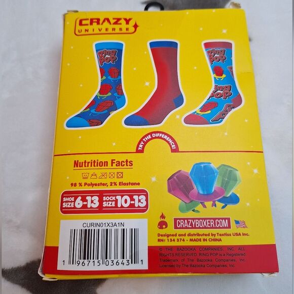 Ring Pops Lollipop Crew Socks 3 Pairs Retro 90s Mens Womens Fun Novelty Gift - Picture 3 of 6